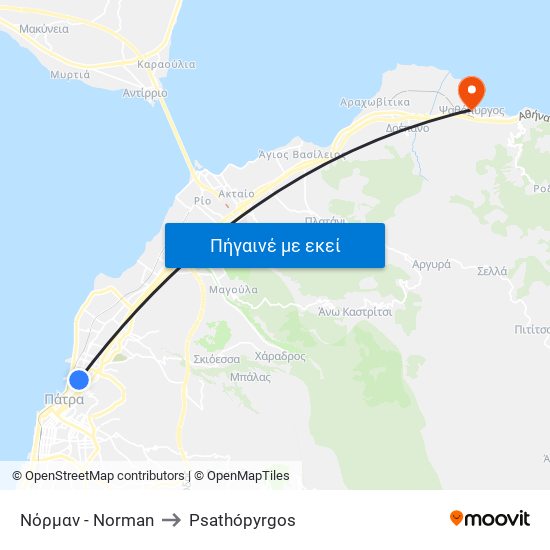 Νόρμαν - Norman to Psathópyrgos map