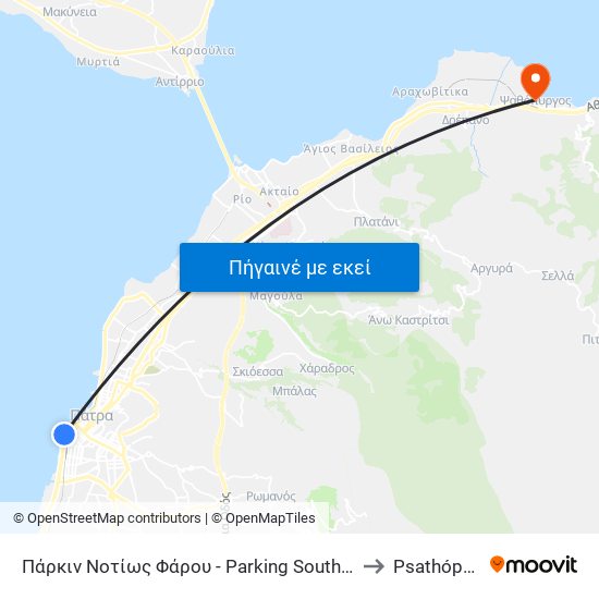 Πάρκιν Νοτίως Φάρου - Parking South Of Lighthouse to Psathópyrgos map