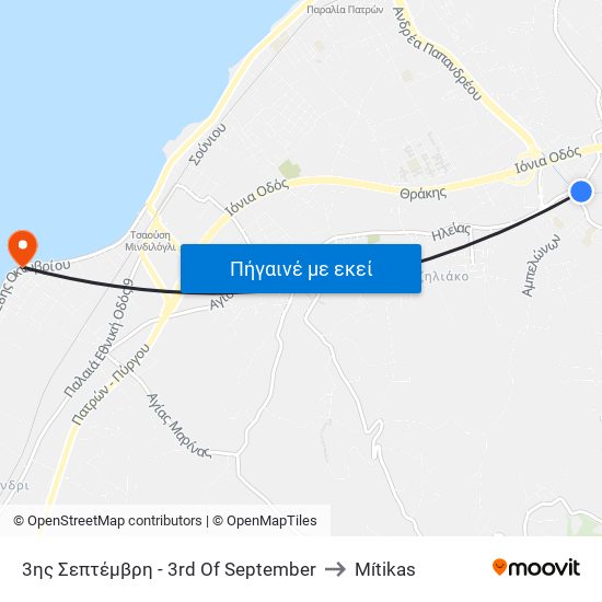 3ης Σεπτέμβρη - 3rd Of September to Mítikas map