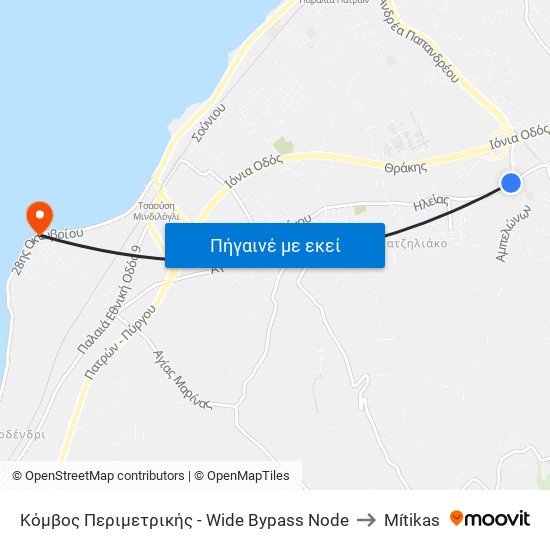 Κόμβος Περιμετρικής - Wide Bypass Node to Mítikas map