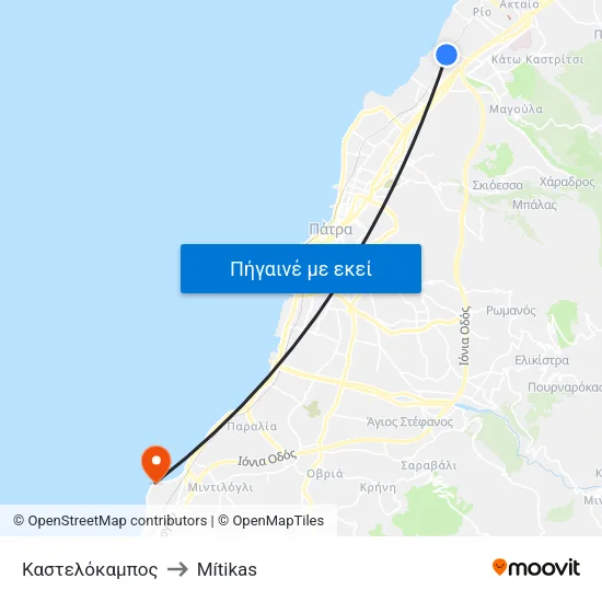 Καστελόκαμπος to Mítikas map