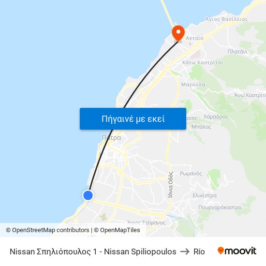 Nissan Σπηλιόπουλος 1 - Nissan Spiliopoulos to Río map