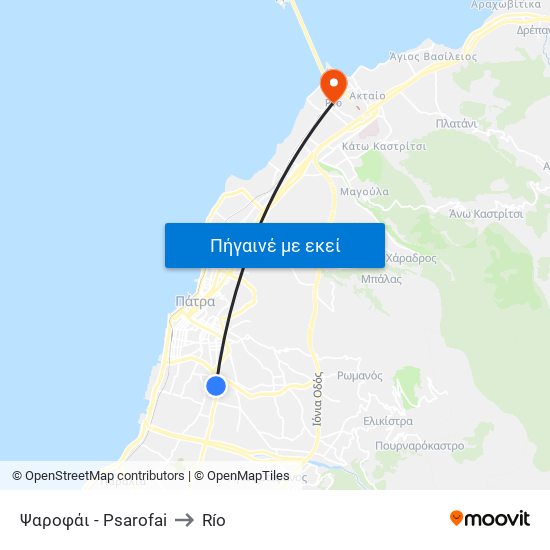 Ψαροφάι - Psarofai to Río map