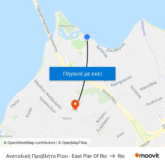 Ανατολική Προβλήτα Ρίου - East Pier Of Rio to Río map