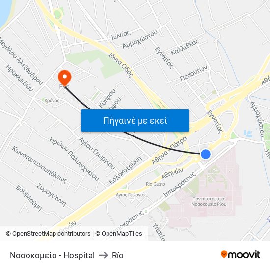 Νοσοκομείο - Hospital to Río map