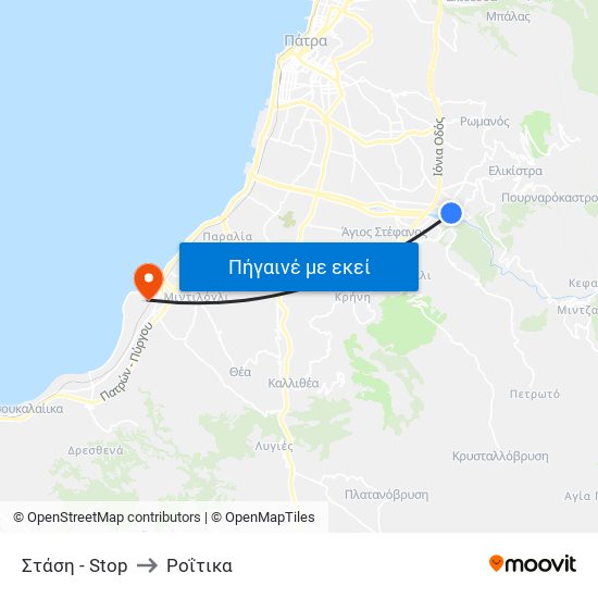 Στάση - Stop to Ροΐτικα map