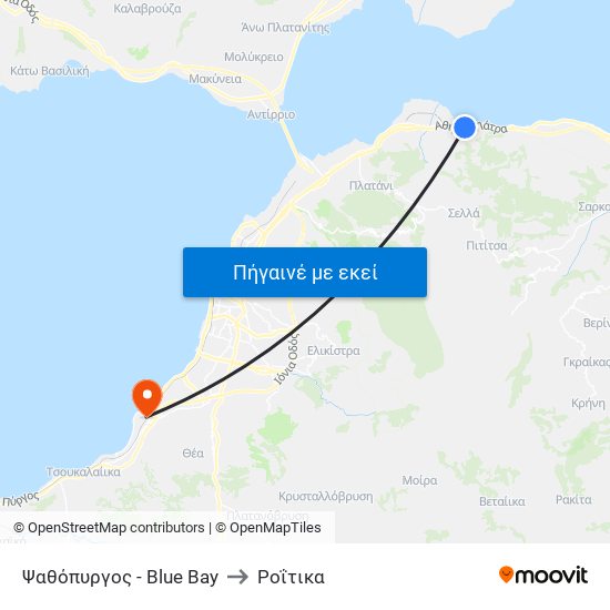 Ψαθόπυργος - Blue Bay to Ροΐτικα map