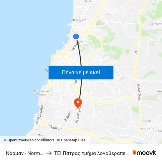 Νόρμαν - Norman to ΤΕΙ Πάτρας τμήμα λογοθεραπείας map