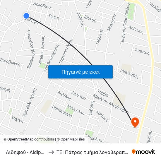 Αιδηψού - Aidipsou to ΤΕΙ Πάτρας τμήμα λογοθεραπείας map