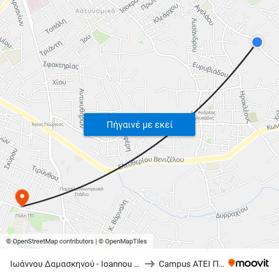 Ιωάννου Δαμασκηνού - Ioannou Damaskinou to Campus ATEI Πατρων map