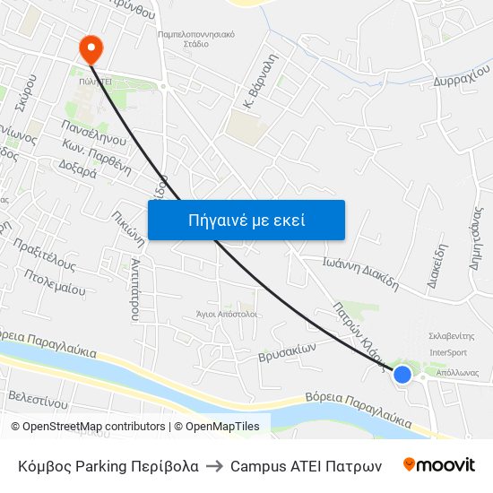 Κόμβος Parking Περίβολα to Campus ATEI Πατρων map