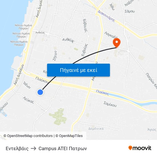 Εντελβάις to Campus ATEI Πατρων map