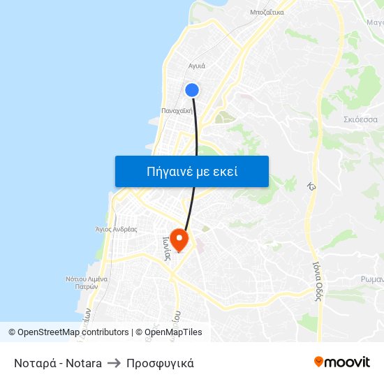 Νοταρά - Notara to Προσφυγικά map