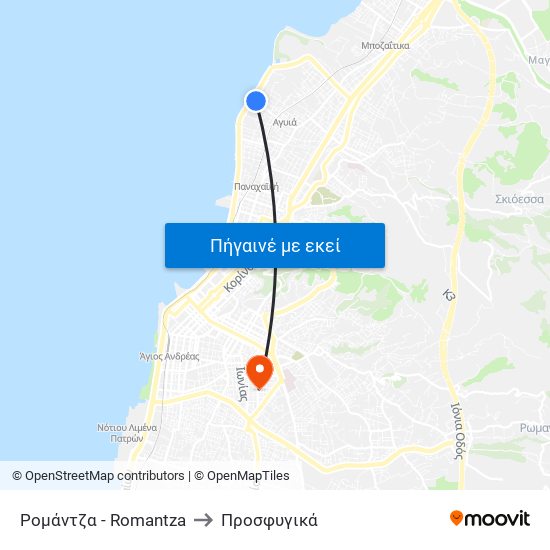 Ρομάντζα - Romantza to Προσφυγικά map