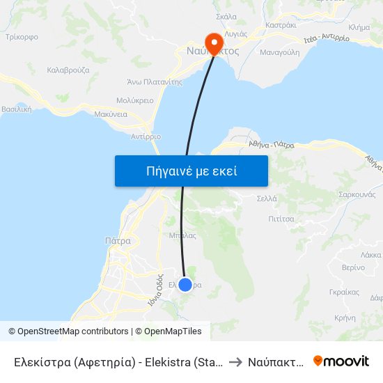 Ελεκίστρα (Αφετηρία) - Elekistra (Start) to Ναύπακτος map