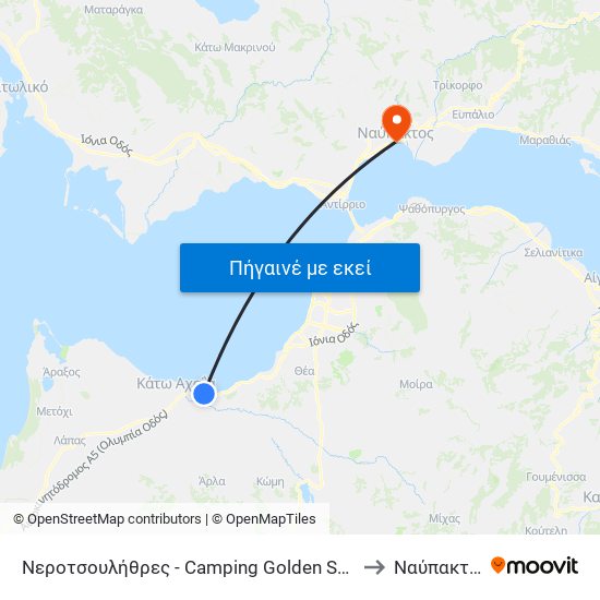 Νεροτσουλήθρες - Camping Golden Sunset to Ναύπακτος map