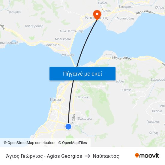 Άγιος Γεώργιος - Agios Georgios to Ναύπακτος map