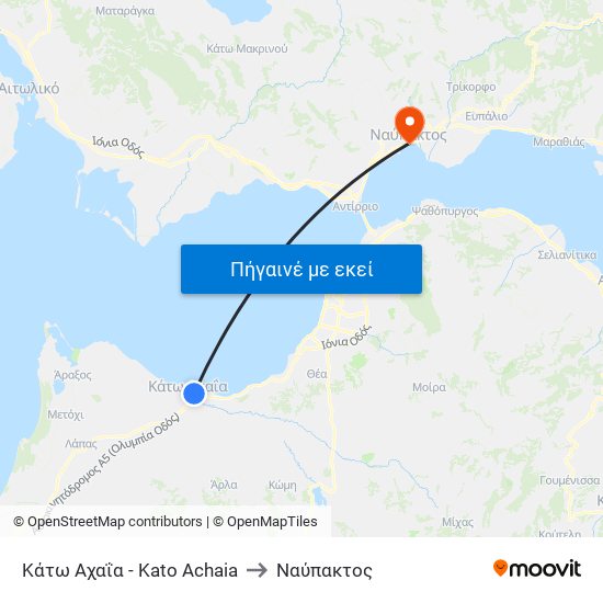 Κάτω Αχαΐα - Kato Achaia to Ναύπακτος map