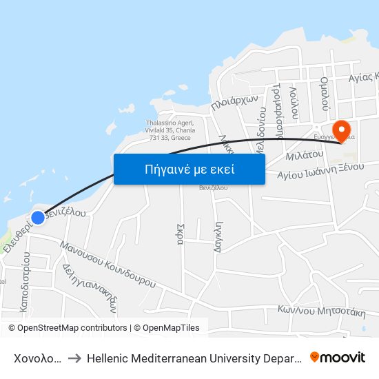 Χονολουλου to Hellenic Mediterranean University Department Of Chania map