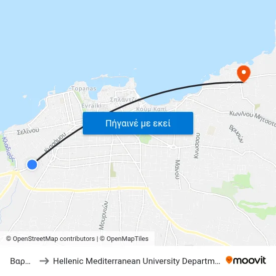 Βαρουσι to Hellenic Mediterranean University Department Of Chania map