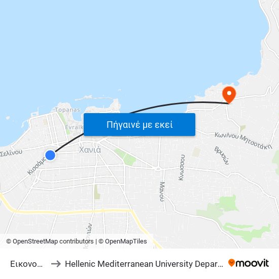 Εικονοστασι to Hellenic Mediterranean University Department Of Chania map