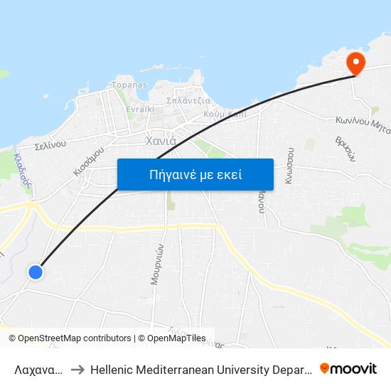 Λαχαναγορα to Hellenic Mediterranean University Department Of Chania map
