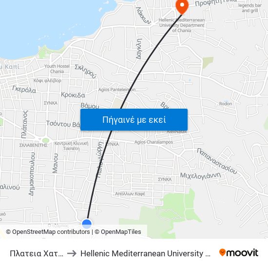 Πλατεια Χατζησαββα to Hellenic Mediterranean University Department Of Chania map