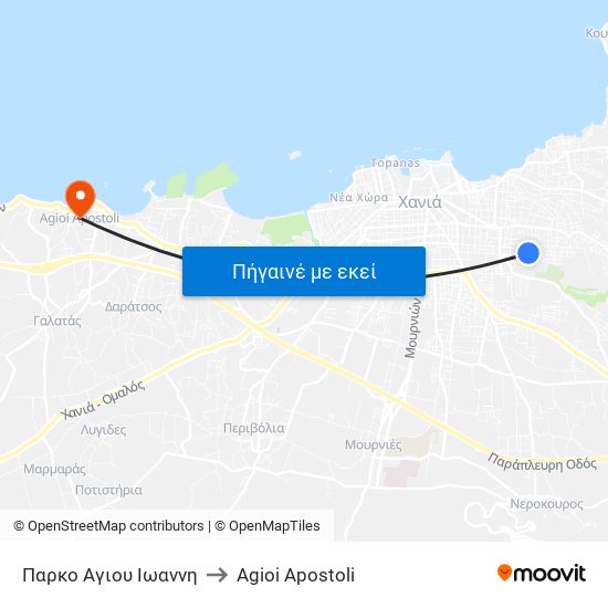 Παρκο Αγιου Ιωαννη to Agioi Apostoli map