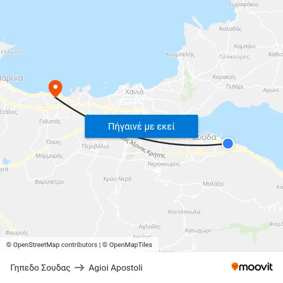 Γηπεδο Σουδας to Agioi Apostoli map