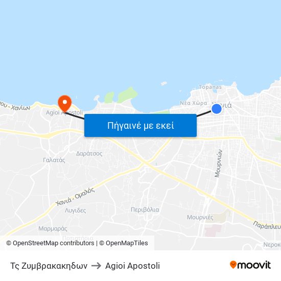 Τς Ζυμβρακακηδων to Agioi Apostoli map