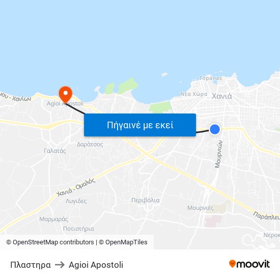 Πλαστηρα to Agioi Apostoli map