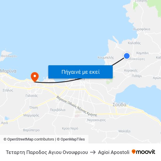 Τεταρτη Παροδος Αγιου Ονουφριου to Agioi Apostoli map