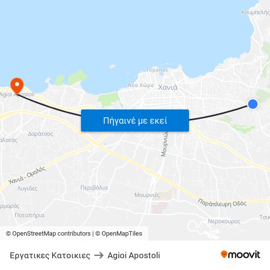 Εργατικες Κατοικιες to Agioi Apostoli map