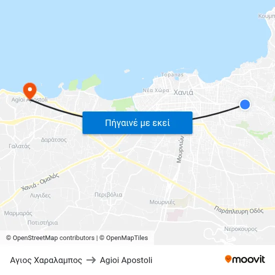 Αγιος Χαραλαμπος to Agioi Apostoli map