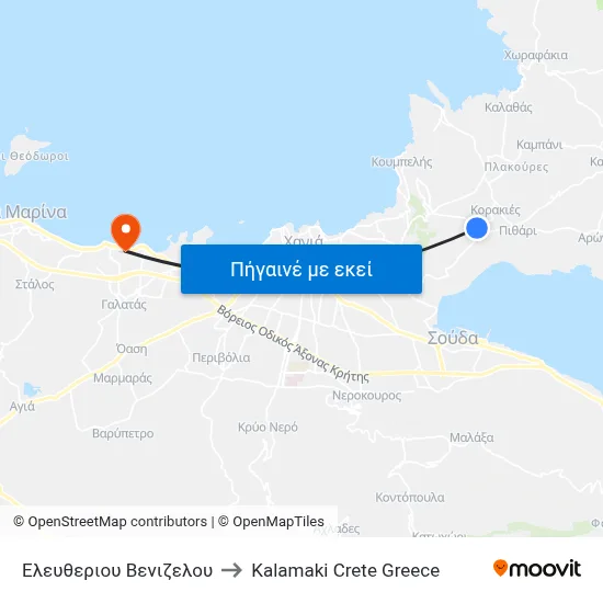 Ελευθεριου Βενιζελου to Kalamaki Crete Greece map