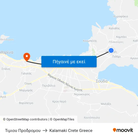 Τιμιου Προδρομου to Kalamaki Crete Greece map