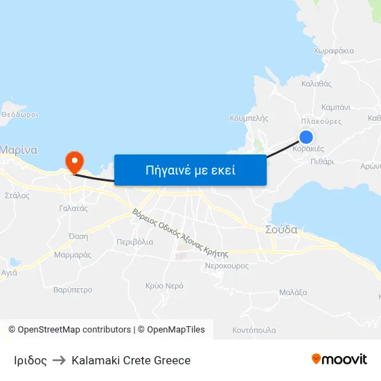 Ιριδος to Kalamaki Crete Greece map