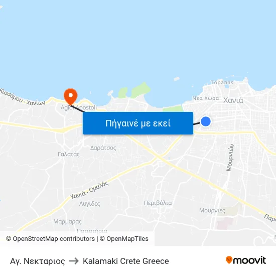 Αγ. Νεκταριος to Kalamaki Crete Greece map