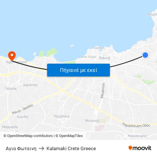 Αγια Φωτεινη to Kalamaki Crete Greece map