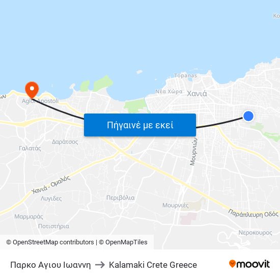 Παρκο Αγιου Ιωαννη to Kalamaki Crete Greece map