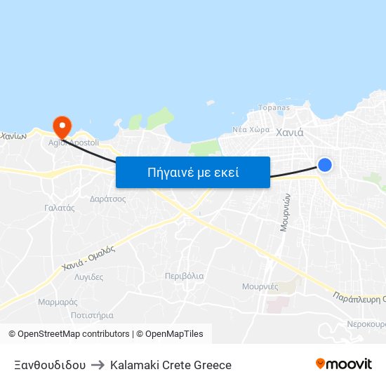 Ξανθουδιδου to Kalamaki Crete Greece map