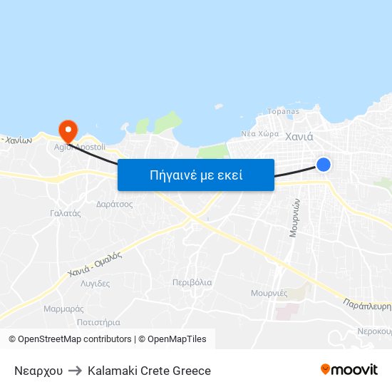 Νεαρχου to Kalamaki Crete Greece map