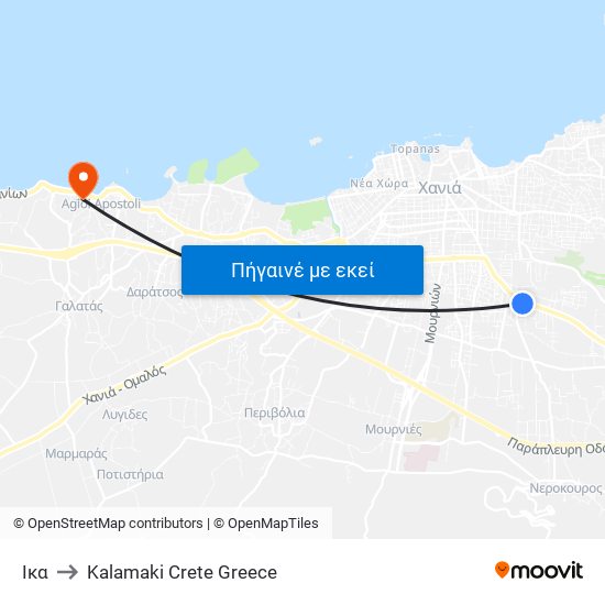 Ικα to Kalamaki Crete Greece map