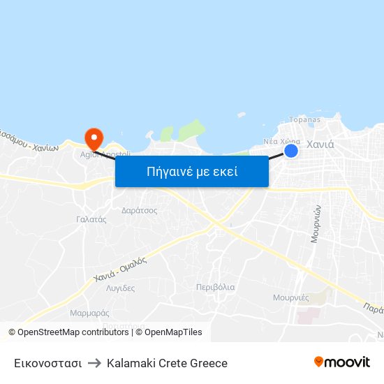 Εικονοστασι to Kalamaki Crete Greece map