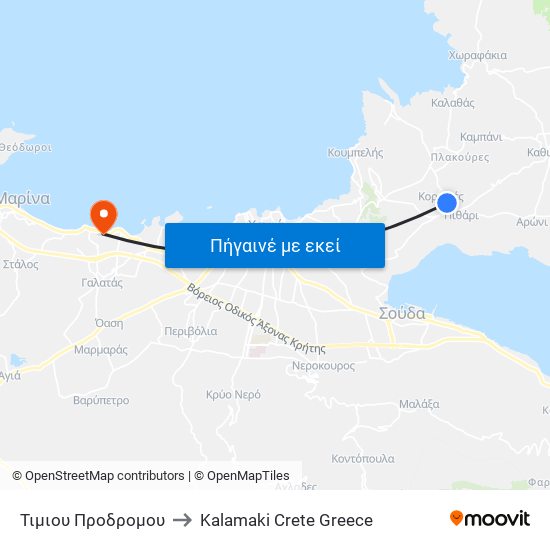 Τιμιου Προδρομου to Kalamaki Crete Greece map