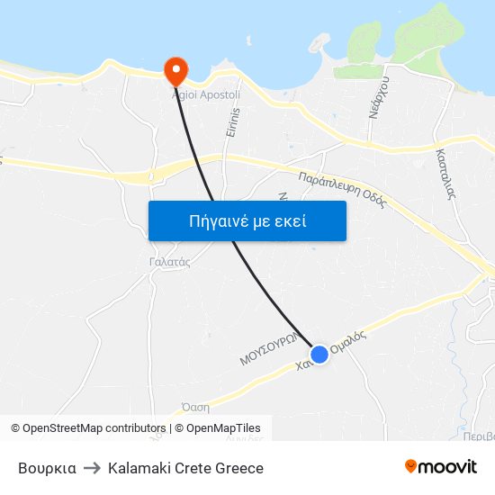 Βουρκια to Kalamaki Crete Greece map