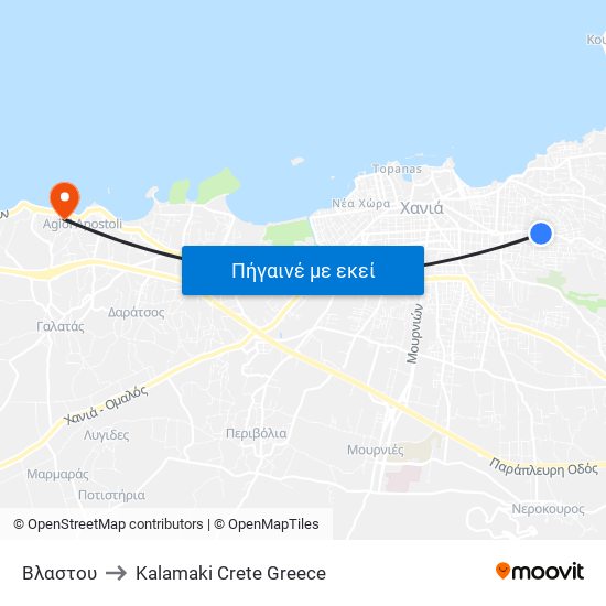 Βλαστου to Kalamaki Crete Greece map