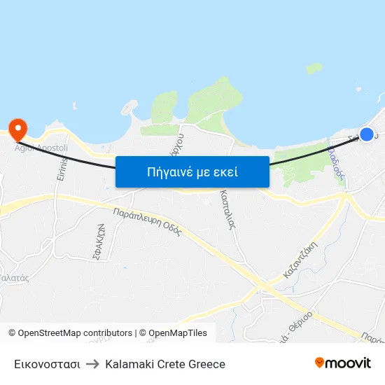 Εικονοστασι to Kalamaki Crete Greece map