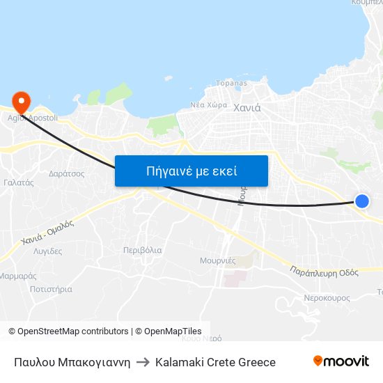 Παυλου Μπακογιαννη to Kalamaki Crete Greece map