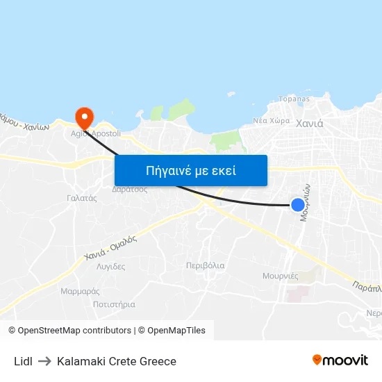 Lidl to Kalamaki Crete Greece map